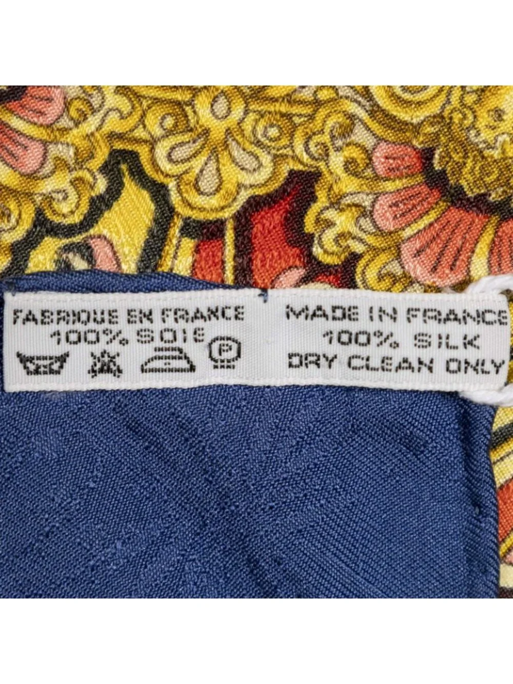 Hermes Scarf Navy Gold Blue Jacquard Silk